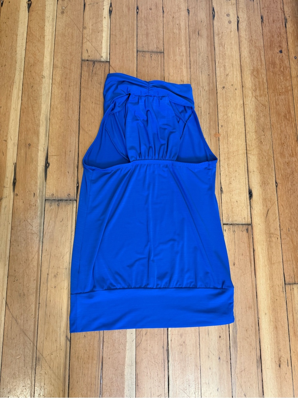Royal Blue Cowl Neck Halter Tank Top Size Large Draped Sleeveless Blouse - Picture 7 of 8